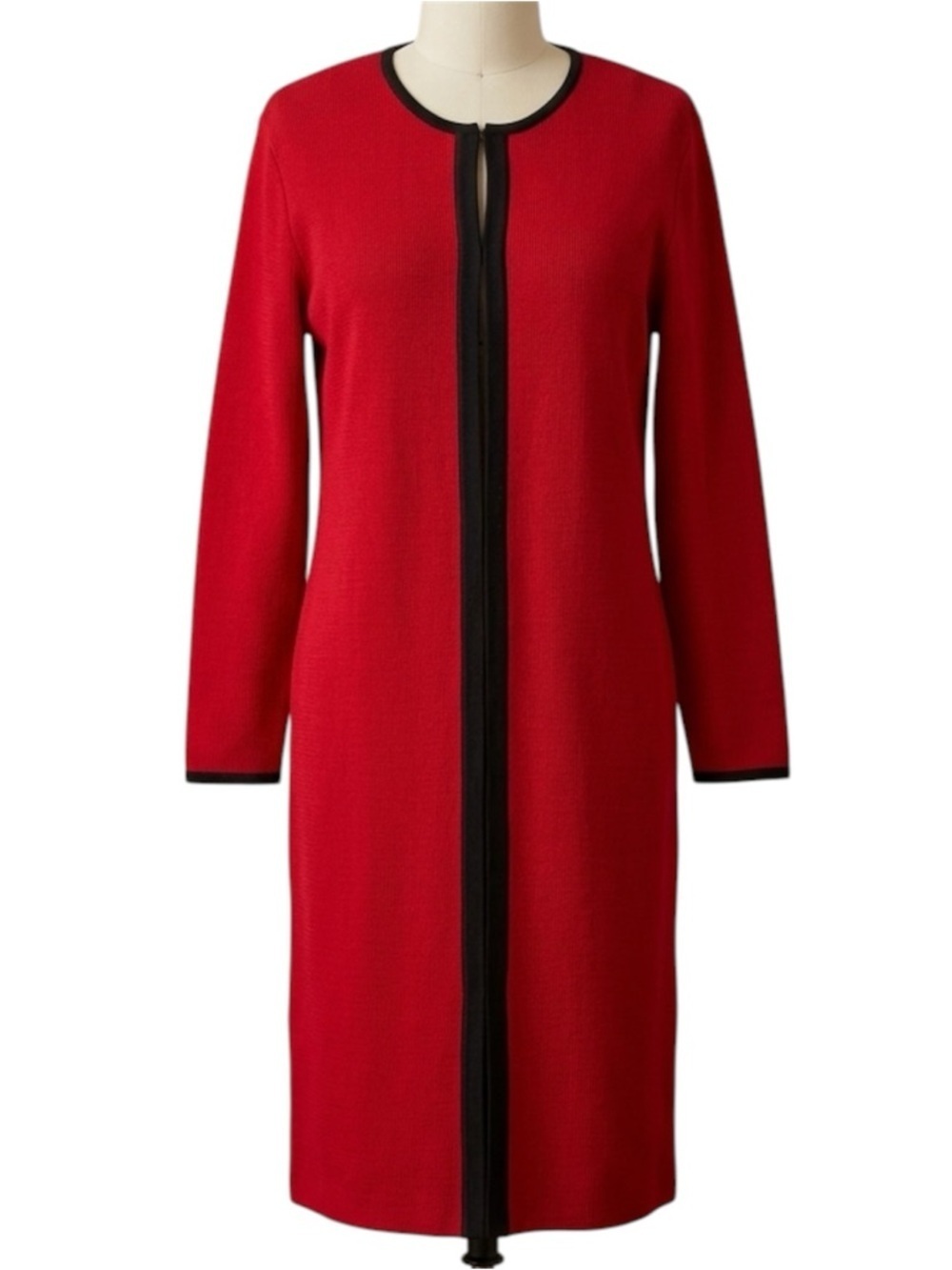 Liz Claiborne Red Vintage Long Sleeve Dress with Black Trim size Large